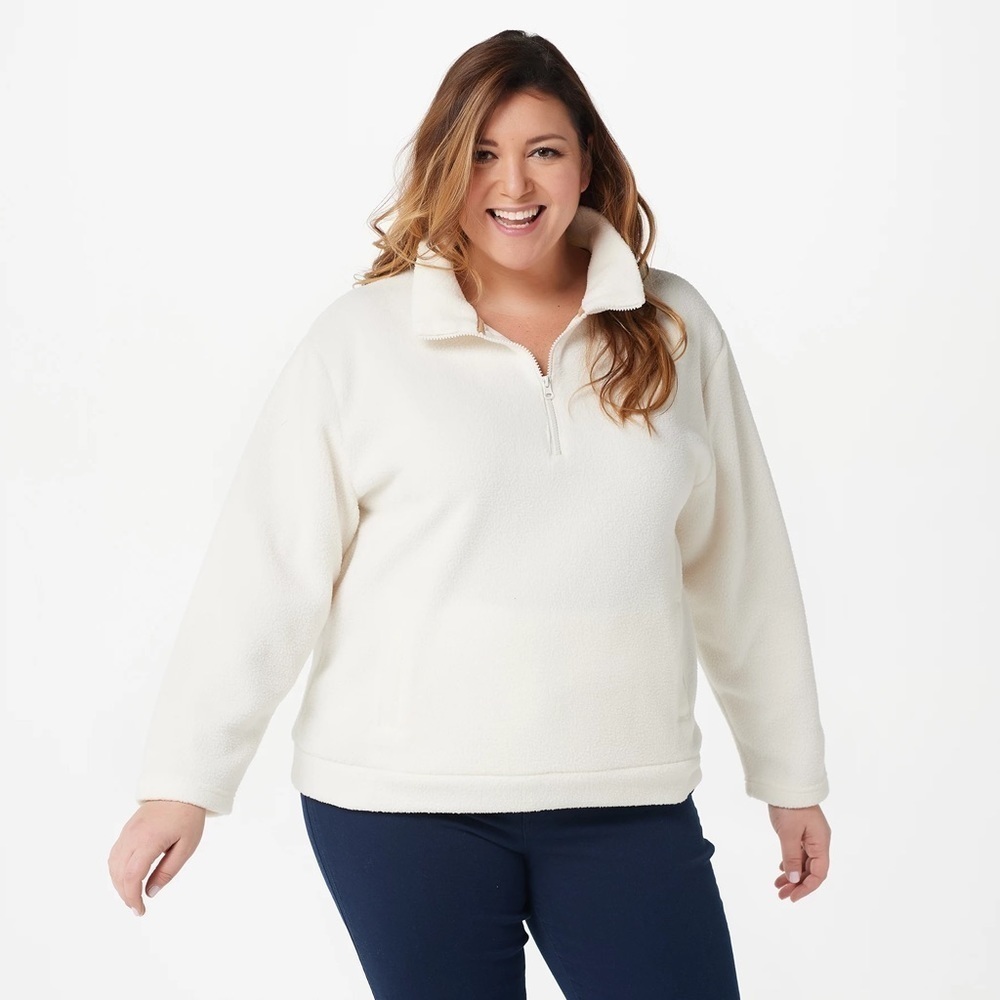 Koolaburra by Ugg‎ Sueded Jersey Back Sherpa 1/4 Zip Pullover Ivory Xlarge